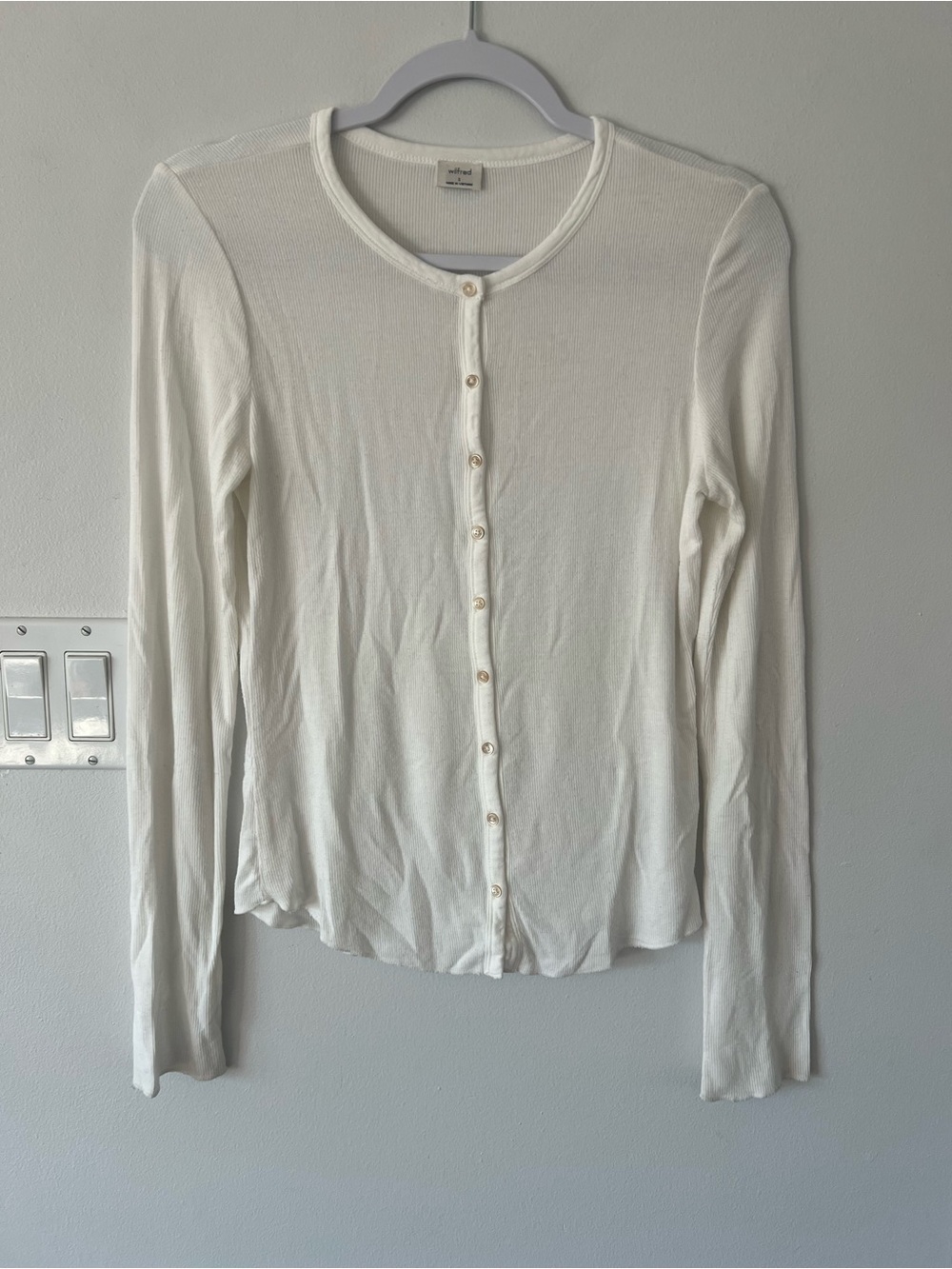 Wilfred by Aritzia Cream Button-Front Long Sleeve Top Cardigan Women’s Small S